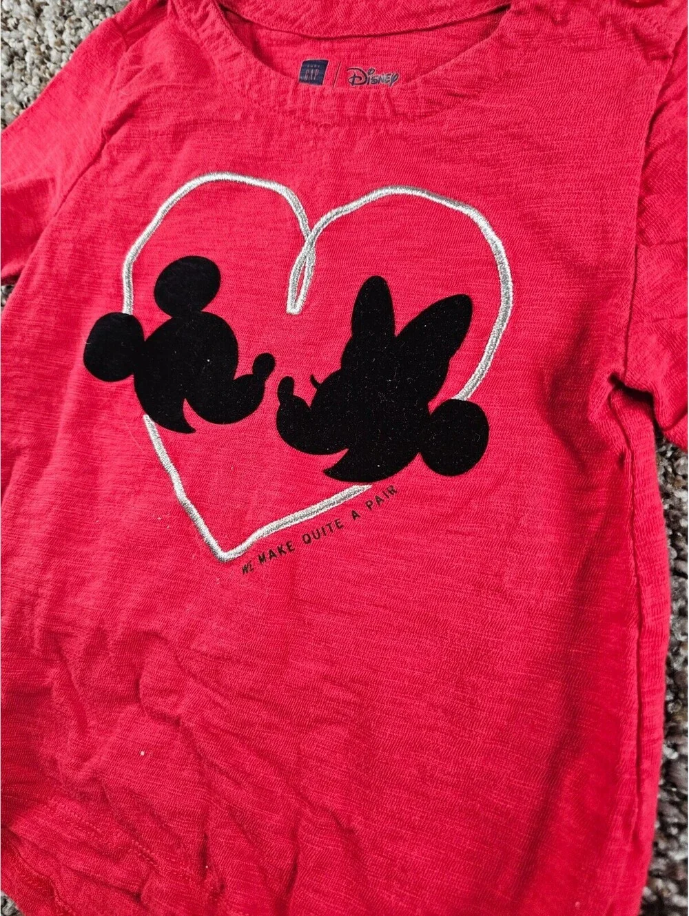 Disney Baby Gap Girls Sz 4T Short Sleeve T Shirt Mickey Minnie Heart Embroidered